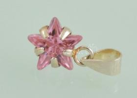 Ezüst(Ag) csillag formájú függő, rózsaszín kővel, jelzett, h: 1,5 cm, bruttó: 0,7 g