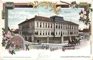 1899 Körmend, Polgári leány és fiú iskola. Kiadja Neu Ignátz és fia. Kunstanstalt Karl Schwidernoch No. 4396. Art Nouveau, floral, litho (EK)
