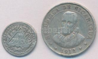 Nicaragua 1887. 5c Ag + 1912. 25c Ag T:2-,3
Nicaragua 1887. 5 Centavos Ag + 1912. 25 Centavos Ag C:...