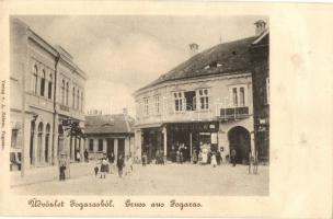 Fogaras, Fagaras; Piac tér, szálloda, A. Nehrer üzlete és saját kiadása / market square, hotel, shops, publishers shop (r)