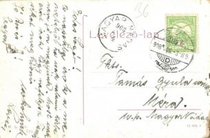 1908 Dés, Dej; Fő tér, Kanyó Antal, Herskovits, Rehák Ágoston üzlete, gyógyszertár. W. L. 383. / mai...