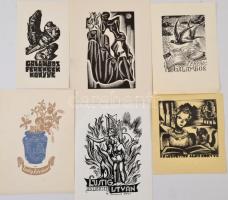 Vegyes exlibris tétel, kb. 240-250 db. Különféle nyomótechnikákkal, 13x18 cm és 5x3 cm közötti méret...
