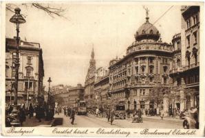 Budapest VIII. Erzsébet körút (Blaha Lujza tér), villamosok, autótaxi állomás (EK)