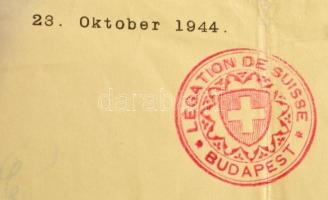 1944 Svájci követség menlevele (Schutzpass) magyar zsidó személy részére / Swiss consulate Schutzpas...