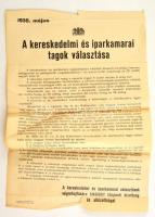 1930 A kereskedelmi és iparkamarai tagok választásáról szóló hirdetmény, szakadásokkal, hajtott, 46×31 cm