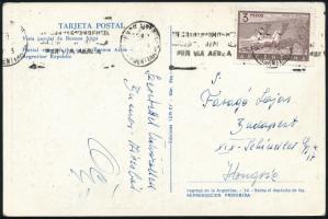 Puskás Öcsi aláírása Buenos Aires-ből küldött levelezőlapon