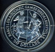 Cook szigetek 1989. 50$ Ag "Olimpia-futás, biatlon" T:PP