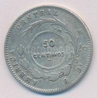 Costa Rica 1923. (1886) 50c Ag ellenjegyes érme T:2,2- Costa Rica 1923. (1886) 50 Centimos Ag counterstamped coin C:XF,VF