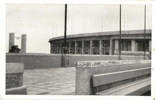 1936 Berlin, Reichssportfeld, Schwimmstadion auf das Osttor und die Deutsche Kampfbahn / Olympic Stadium. So. Stpl (EK)