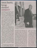 1968 Sir Stanley Rous FIFA elnök saját kezű aláírása a Gellért hotel borítékján. Hozzávaló cikkel