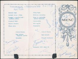 1969 A Magyaroroszág Csehszlovákia (2:0) mérkőzás után i díszvacsora étlapja a labdarúgók aláírásaival / Autograph signed menu card of the football players of the Chechoslovakia- Hungary match