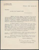1933 Légrády Ottó (1878-1948) mint a Pesti Hírlap szerkesztőjének levele, melyben saját Európa válaszúton Háború vagy béke c. könyvét ajánlja saját kezű aláírásával