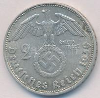 Német Harmadik Birodalom 1939D 2M Ag "Hindenburg" T:2 German Third Reich 1939D 2 Mark Ag &...