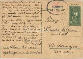 1943 Schwarz Endre zsidó KMSZ (közérdekű munkaszolgálatos) levele édesanyjának az újdörögdi munkatáborból Schwarz Arturné úrnőnek. m. sz. 103/3. / WWII Letter of a Jewish labor serviceman to his mother. Judaica (EK)