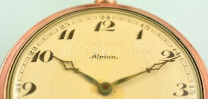 Alpina ezüst tokos zsebóra tisztításra szoruló szerkezettel d:5 cm