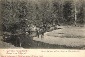 Stájerlak, Steierdorf (Anina); Ploppa barlang melletti részlet. Hollschütz F. kiadása / surroundings next to Plopa cave