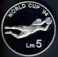 Málta 1993. 5L Ag "Labdarúgó VB" T:PP R!