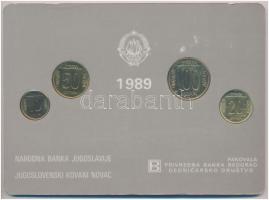 Jugoszlávia 1989. 10D-100D (4xklf) forgalmi sor eredeti kartonlapos kiadásban T:1 Yugoslavia 1989. 10 Dinara - 100 Dinara (4xdiff) coint set on cardboard sheet C:UNC