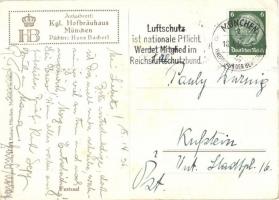 München, Munich; Kgl. Hofbräuhaus, Festsaal / brewery's festival hall, interior. "1936 Mün...