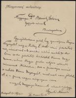 1913-1931 3 db újság fejléces levélpapírjára írt levél (Magyarország szerkesztősége, Magyar Hétfő politikai hetilap, A Pénzvilág gazdaságpolitikai-pénzügyi-társadalmi újság)