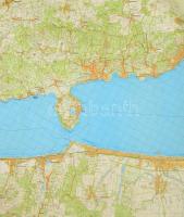 Nagyméretű Balaton térkép két részből. Kétoldalas. 220x72 cm