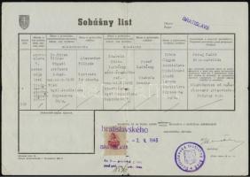 1862-1956 11 db felvidéki okmány (bizonyítvány, levél, stb.), némelyiken viaszpecsét és okmánybélyeg