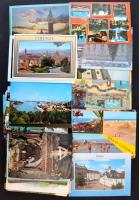Kb. 114 db MODERN városképes lap 16 országból mind postabélyeggel (néhány törpeállammal) / Cca. 114 modern European and other town-view postcards from 16 countries, all with stamps (some microstates)