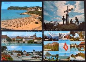 Kb. 114 db MODERN városképes lap 16 országból mind postabélyeggel (néhány törpeállammal) / Cca. 114 ...