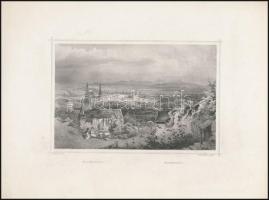 cca 1860 Ludwig Rohbock (1820-1883) - J.Poppel: Miskolc acélmetszet, 13x17 cm
