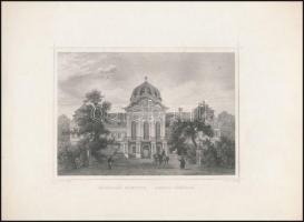 cca 1860 Ludwig Rohbock (1820-1883): Gödöllői kastély acélmetszet, 13x17 cm Szép, tiszta