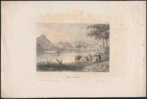 cca 1850 Ofen und Pesth acélmetszet Buda és Pest a Csepel szigetről nézve. 15x12 cm