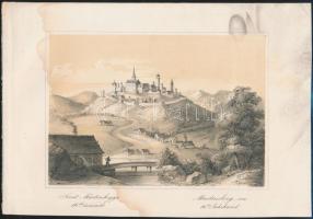 (Pannonhalma). Szent Mártonhegye a16dik században, Szentmártoni zárda 19dik század 2 db Litográfia S...