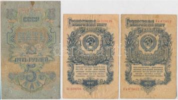 Szovjetunió 1938. 1R + 3R + 5R + 1947. 1R (2x) + 5R T:III,III- Soviet Union 1938. 1 Ruble + 3 Rubles + 5 Rubles + 1947. 1 Ruble (2x) + 5 Rubles C:F,VG