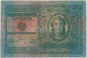 Csehszlovákia 1912. 100K narancs-barna, vágott szélű 1K felülbélyegzéssel T:III
Czechoslovakia 1912...