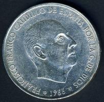 Spanyolország 1966(67). 100P Ag "Caudillo" T:2/3