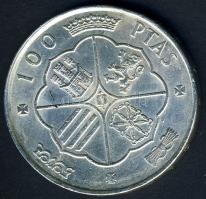 Spanyolország 1966(67). 100P Ag "Caudillo" T:2/3