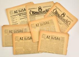 1915-1921 Vegyes újság tétel, 7 db: Az újság 5 db (1915-1918) száma, 8 Órai Újság 2 száma (1921), bennük a kor híreivel, változó állapotban, lapszéli szakadásokkal.