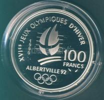 Franciaország 1990. 100Fr Ag "Téli olimpia-gyorskorcsolya" T:PP