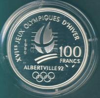 Franciaország 1990. 100Fr Ag "Téli olimpia-gyorskorcsolya" T:PP