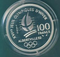 Franciaország 1990. 100Fr Ag "Téli olimpia-bobozás" T:PP