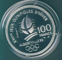 Franciaország 1990. 100Fr Ag "Téli olimpia-bobozás" T:PP