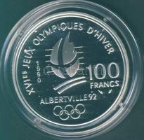 Franciaország 1990. 100Fr Ag "Téli olimpia-bobozás" T:PP