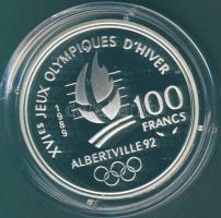 Franciaország 1989. 100Fr Ag "Téli olimpia-alpesi sí" T:PP