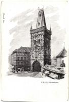 Praha, Prága, Prague - 2 db régi városképes lap, az egyiken a zsidó városháza és zsinagóga / 2 pre-1...