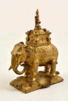 Indiai elefánt figura, fém, kopottas, m: 18 cm