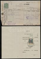 1896-1923 5 db okmánybélyeges számla, nyugta, okmány