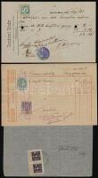 1896-1923 5 db okmánybélyeges számla, nyugta, okmány
