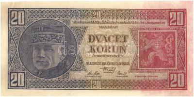 Csehszlovákia 1926. 20K T:I- ragasztónyom
Czechoslovakia 1926. 20 Korun C:AU gluemark
Krause 21.s