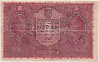 Csehszlovákia 1919. 5K T:III 
Czechoslovakia 1919. 5 Korun C:F 
Krause 7.a