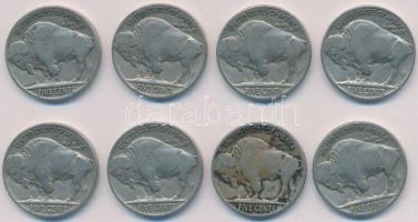 Amerikai Egyesült Államok 1935-1937. 5c Cu-Ni "Buffalo" (8x) T:2,2-
USA 1935-1937. 5 Cent...